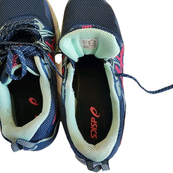Asics Women’s Preowned Athletic Gym Running Shoes Navy Blue Pink Laceup Size 10 - Picture 7 of 9
